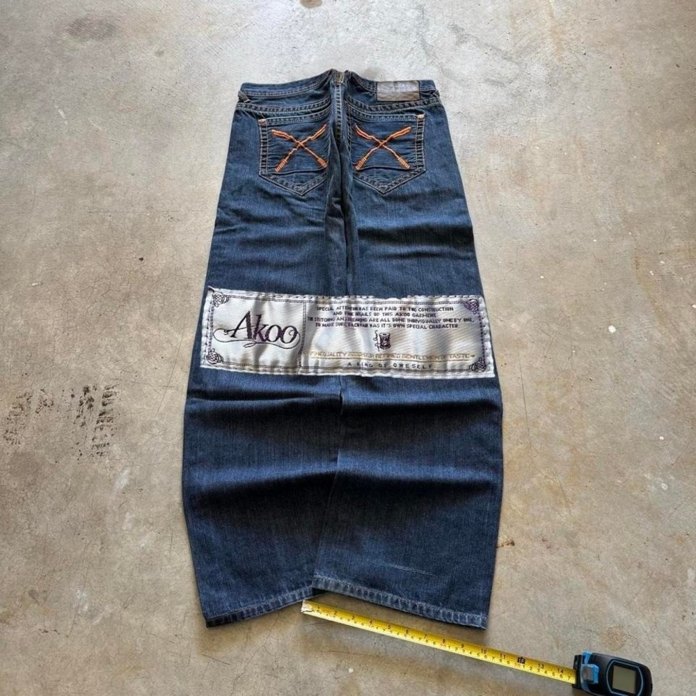 Baggy Akoo Wide Leg Southpole Styl Y2K Vintage Denim Jeans 38x32